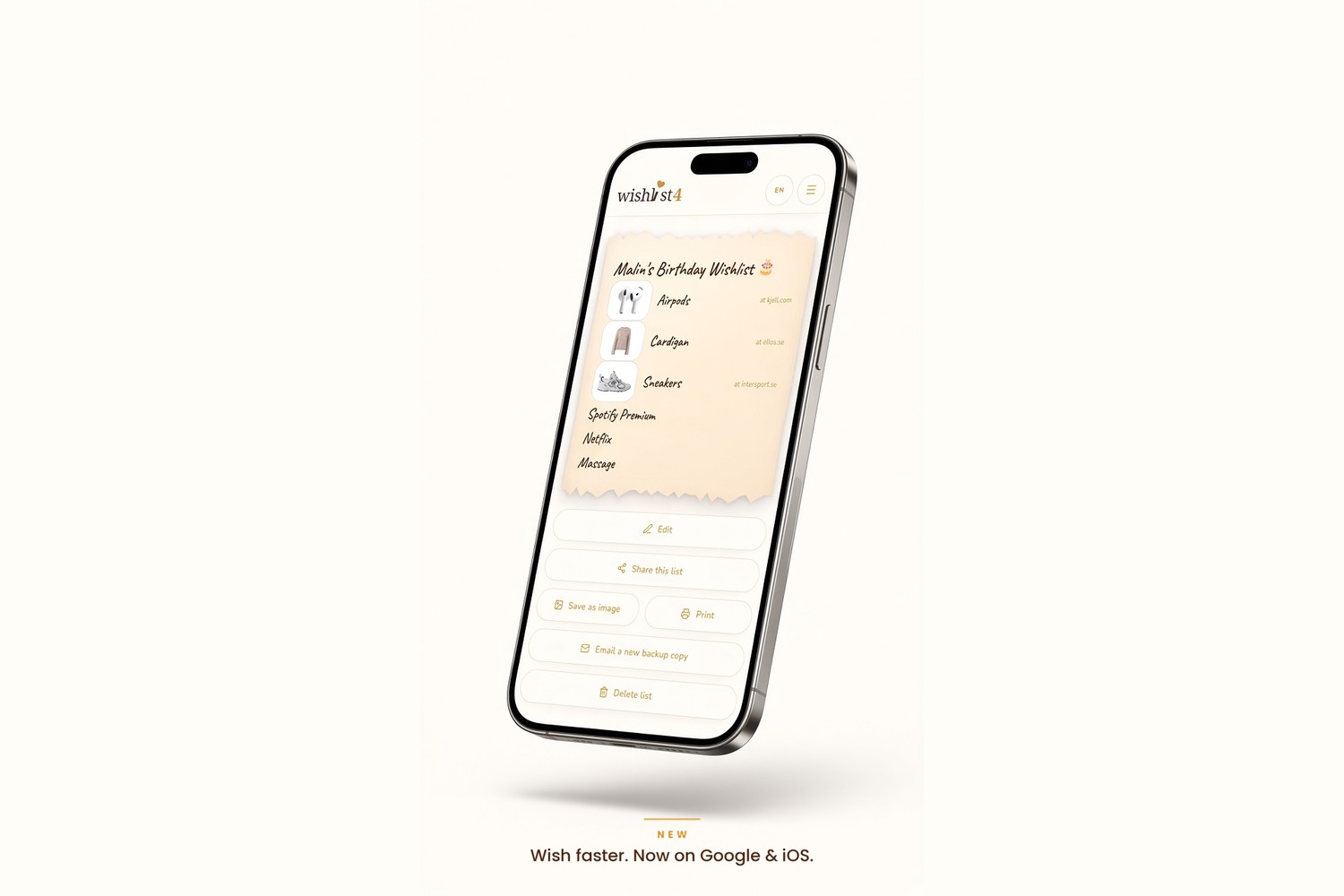 Wishlist4 Is Now a Wishlist App for Android and iOS